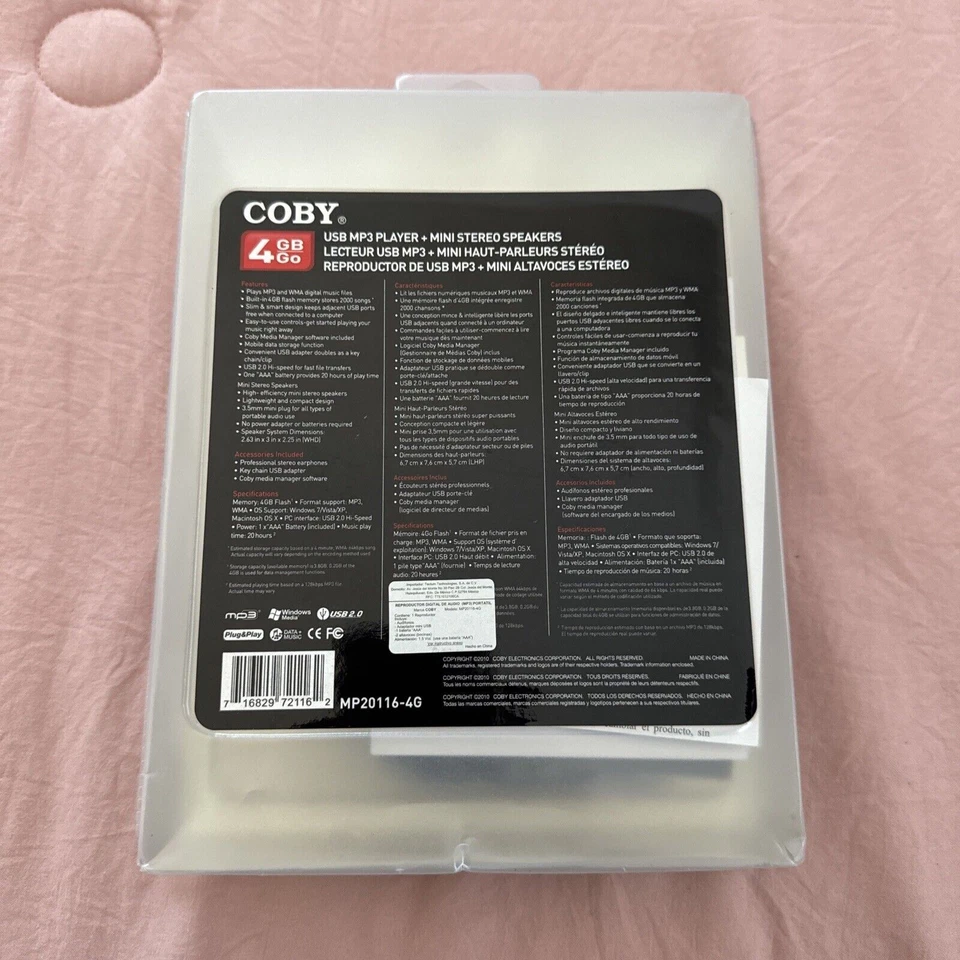 Coby Smart 4 GB Computadora USB MP3 Reproductor 2000 Canciones MP20116-4G NUEVO EN PAQUETE NUEVO Foto 4 de 4