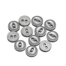 12pcs Light Gray Round Sewing Buttons 9mm Resin 2-Hole Fish Eye Craft Button