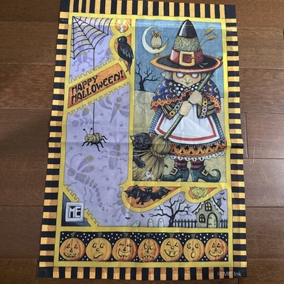 Mary Engelbreit Outdoor Garden Flag, Halloween Witch Jack O Lantern 18x12  NEW