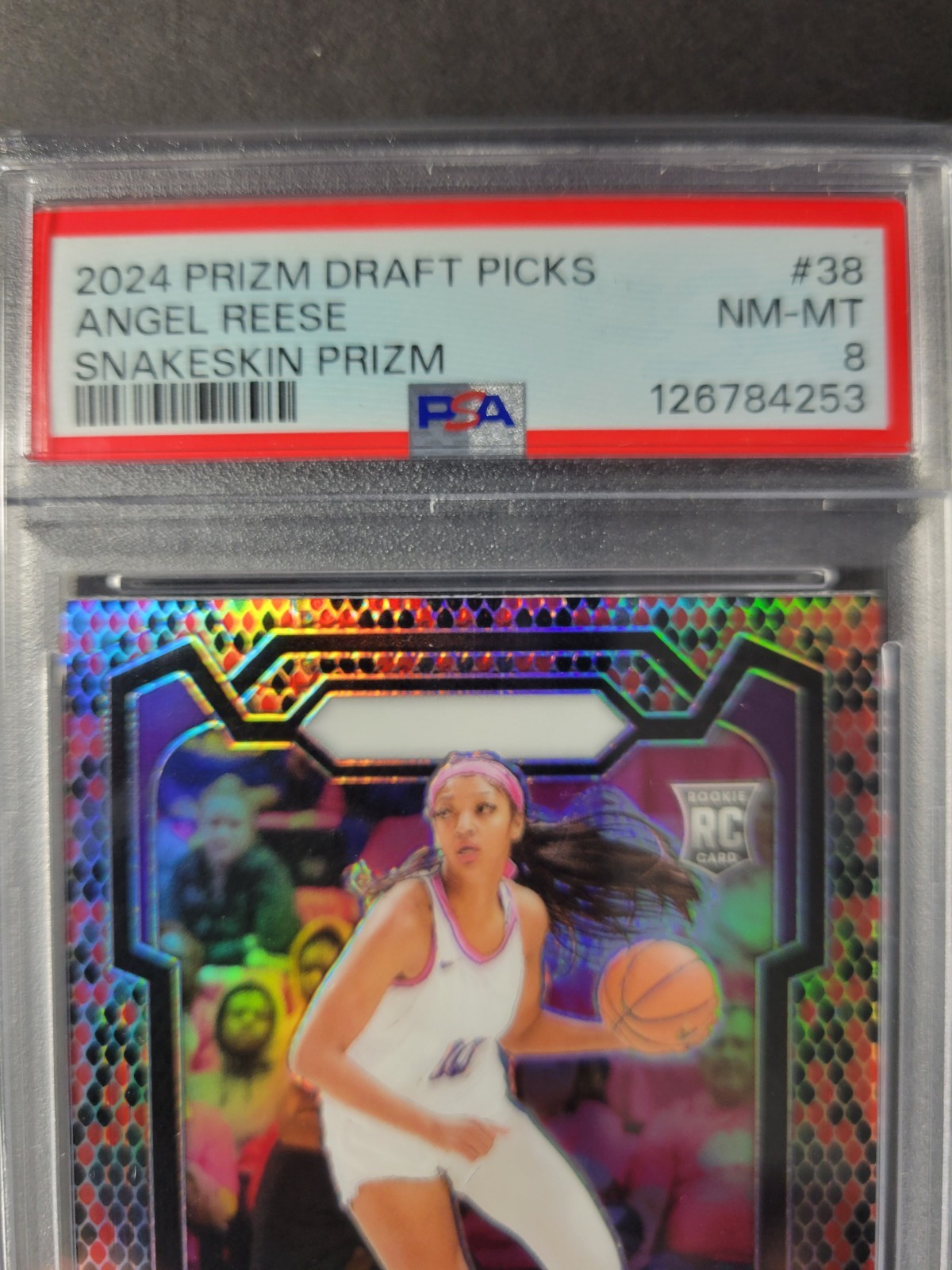 2024 Panini Prizm Draft Picks ANGEL REESE Snakeskin Prizm RC SP PSA 8 NM-MT view 3