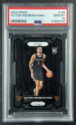 VICTOR WEMBANYAMA PSA 10 2023-24 PANINI PRIZM #136 ROOKIE RC SPURS 3739