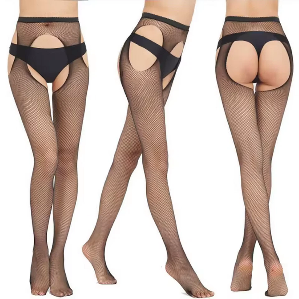 Sexy Strumpfhose Pantyhose Fishnet Ouvert, Schwarz, Size.: M, L, XL/2XL, 3er Set - Bild 3 von 4