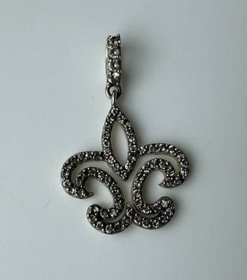 Sterling Silber klar Edelstein Fleur de Lis Anhänger für Halskette Vintage