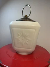 Vintage Light Fixture Globe MCM Milk Glass Starburst Ceiling