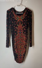 Guess Womens Multicolor Floral Long Sleeve Round Neck Bodycon Dress Size Medium