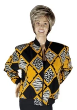 Vintage 90s Teddi Baroque Rococo Animal Print Leopard Lightweight Zip Jacket L