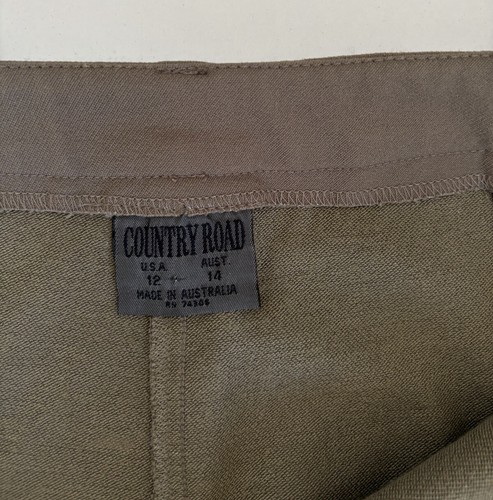 Country Road Vintage Khaki Pleated High Rise Straight Corporate Pants - Size 14 - Picture 6 of 11