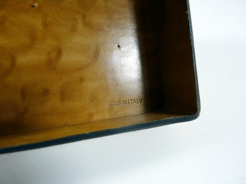 Brown Leather Fine Gold Trim Jewelry Box Made in Italy - Picture 8 of 11