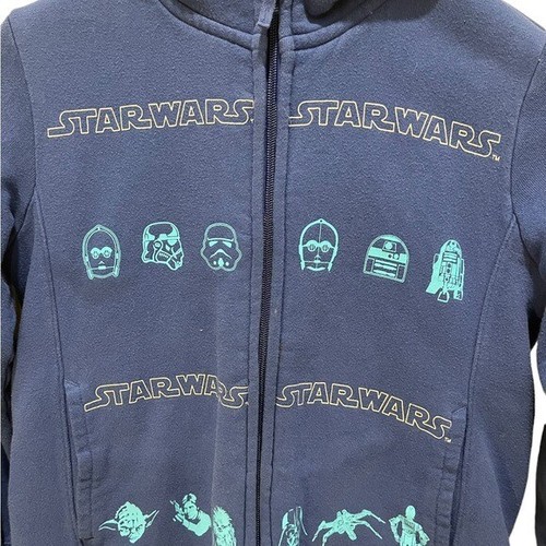 UNIQLO Star Wars Hoodie Jacket Kids Size 8-10 yrs Full Zip Wool Lined Blue - Picture 2 of 6