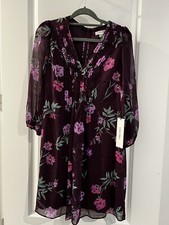New Calvin Klein Flower Print Chiffon Dress - 12P
