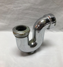 VTG Thick Kitchen Bathroom Sink Drainpipe P Trap Clean Out Chrome Brass 1389-23B