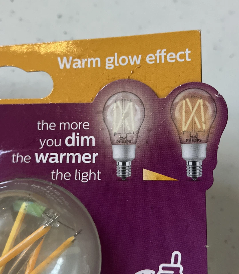 PHILIPS Warm Glow 3.8 W -40W Equivalent Soft White E17 Base Dimmable LED Bulbs - Image 4 of 4