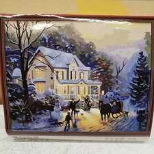 16" 20" Paint By Numbers DIY Oil Painting - Romantic Christmas Scene, Snowman