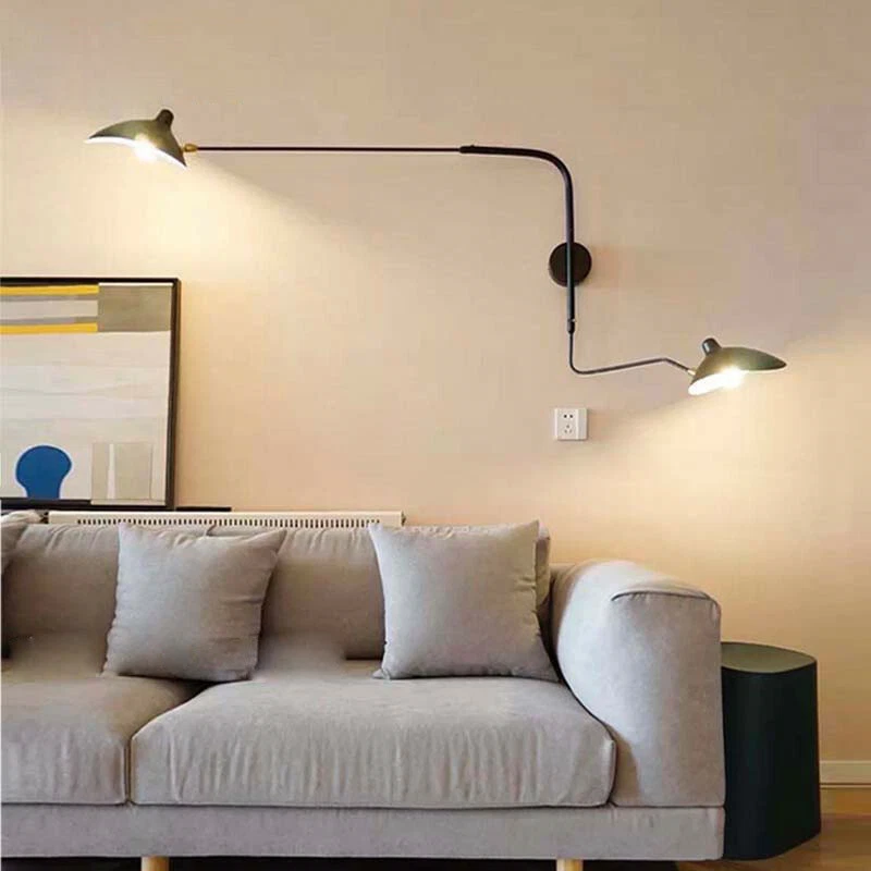 Modern Sconce Light Swing Arm Wall Mount Light 2 Heads Duckbill Shade Wall Lamp