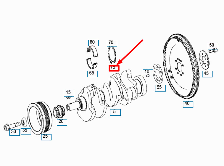MB ML W166 Crankshaft Thrust Washer Upper Half A2760333862