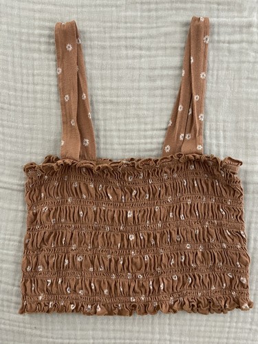 American Eagle Women’s Cropped Tank Top Brown Daisy Print Size Small - Bild 2 von 5