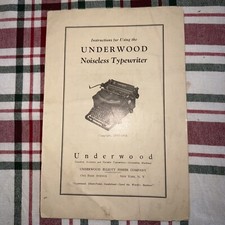 *Original* Instructions For Using The Underwood Noiseless Typewriter thumbnail