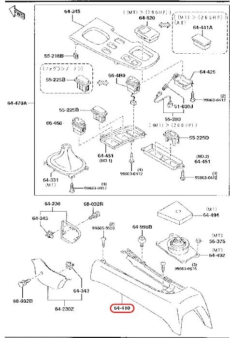 Cubierta de panel de consola central trasera MAZDA RX-7 RX7 FD3S RHD F100-64-420F02 genuina Foto 3 de 4