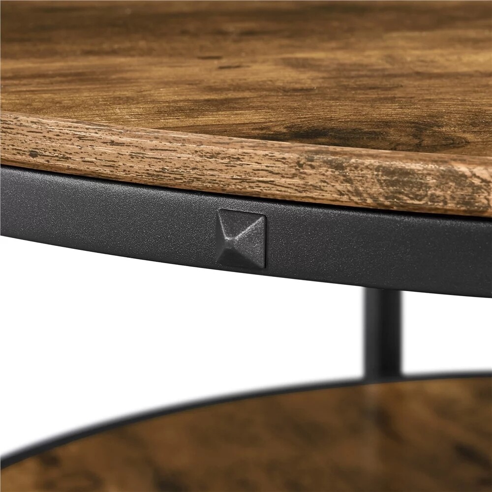 Industrial Coffee Table, Round Coffee Table, Cockail Table Living Room Wood