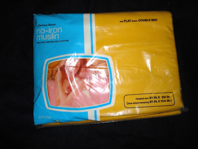 VINTAGE J.C. Penney GOLDENROD MUSLIN (1) FULL FLAT SHEET 81X96