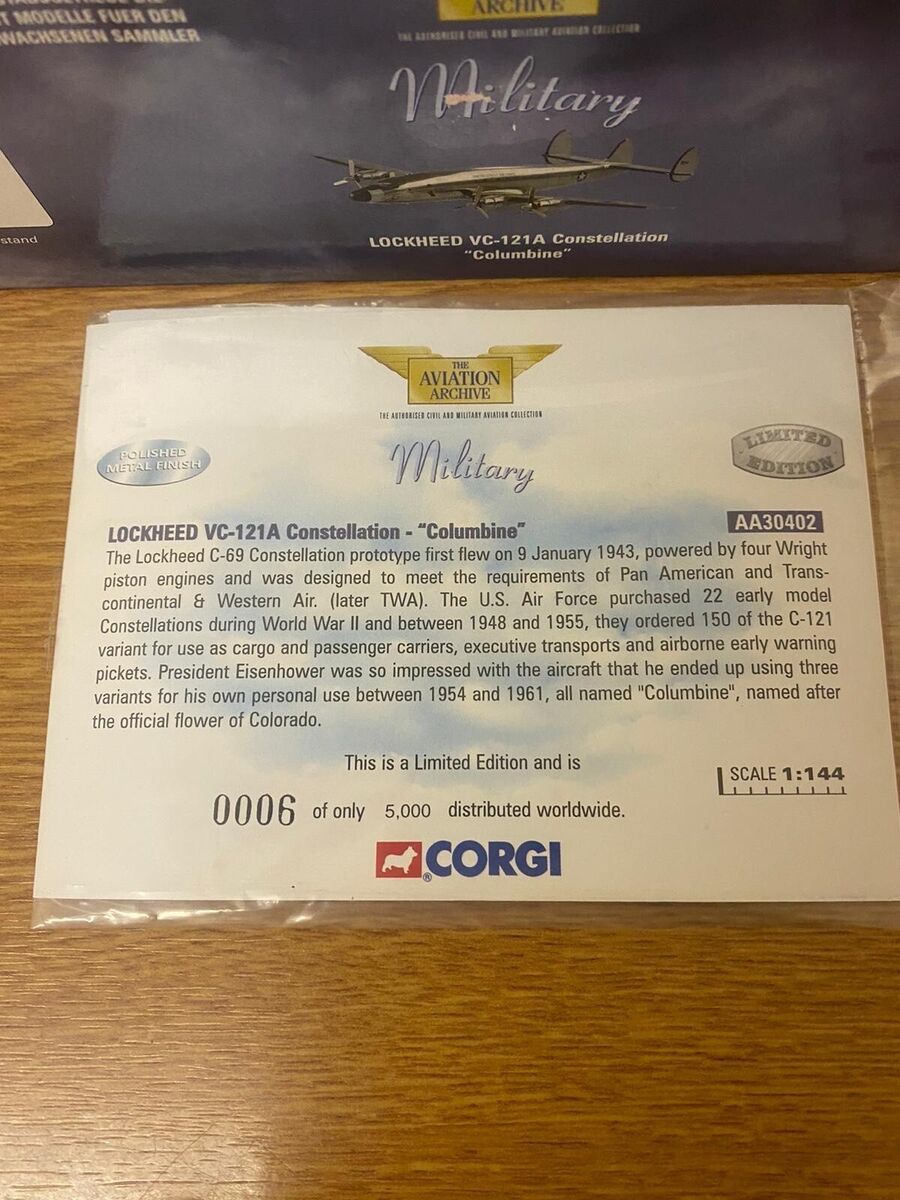 Corgi Aviation Archive Lockheed VC-121A Columbine 1:144 Corgi Aviation Archive Lockheed VC-121A Columbine 1:144