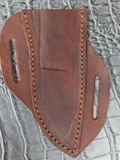 Dark Brown Open Top 45 Degree Belt Loop Fix Blade Leather Sheath