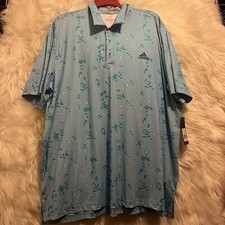 Adidas Mens 2XL Polo Golf Shirt Grid Pattern Camo Blue White 65 XXL