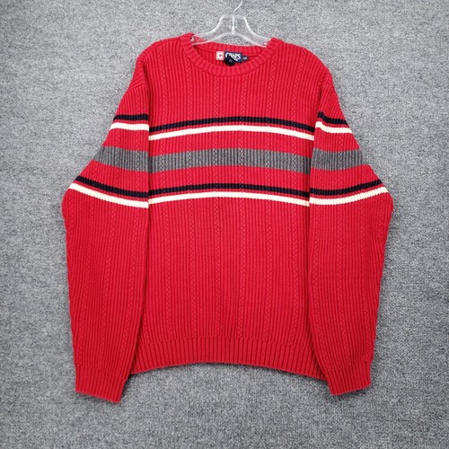 Chaps Sweater Mens L Large Red Pullover 