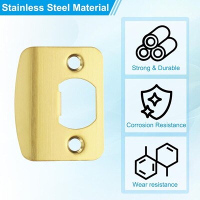 5Pcs D-Type Door Strike Plate , 57mm X 45mm Latch Deadbolt Strike Plate, Gold