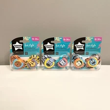 TOMMEE TIPPEE FUN STYLE ANIMAL ORTHODONTIC 18-36 MONTHS PACIFIER 2 PK LOT X3