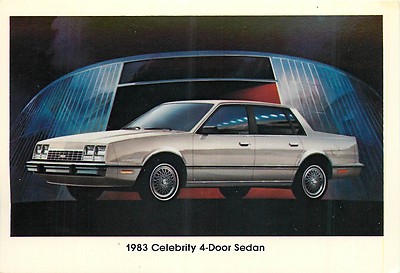 1983 CHEVROLET CELEBRITY 4-DOOR SEDAN AUTOMOBILE ADV. CHROME POSTCARD