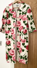 Lk Bennett Pink Roses Linen Silk Coat Long Jacket Sz 10 Green Ivory Mix Wedding?