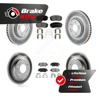 Front Rear Coated Brake Rotor Semi-Metallic Pad Kit For 2016-2016 Hyundai Sonata