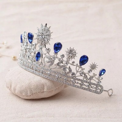 Royal blue and sliver tiara , brand new , never used Tiara Headpiece Princess Crown Bridal Birthday Wedding  main image 4