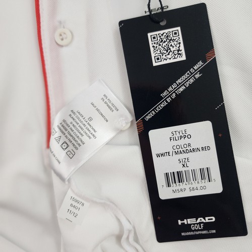 Head Golf Poloshirt XL 48" weiß Stretch Filippo 3 Knöpfe Logo UV einfach $ 84 Herren - Bild 6 von 11