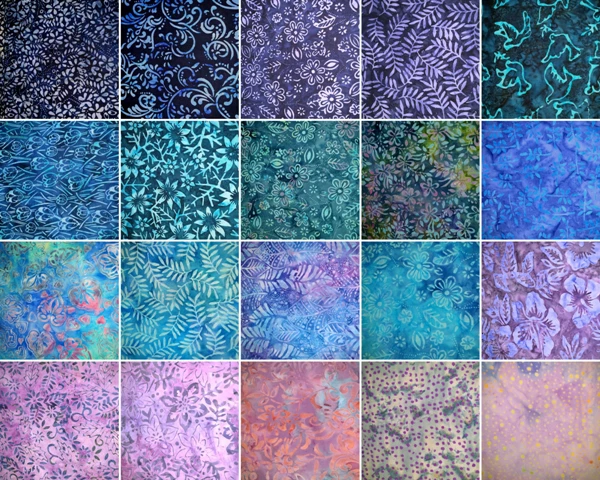 Batik Fabric Cotton Quilting 40 of 5"x5" Charms  Squares - Blue Dreams - image 2 of 2