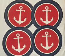 Nautical Anchor Woven chair pad seat covers 16” Red White Blue Set Of 4