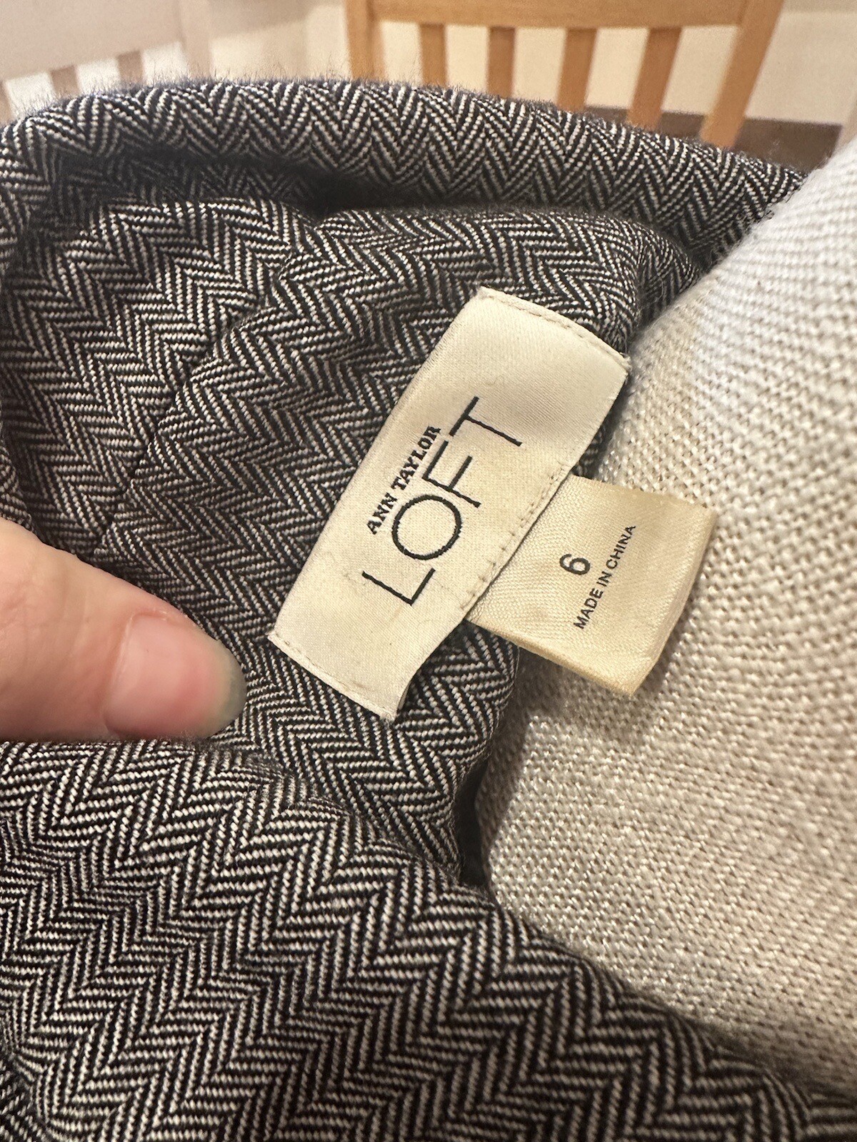 Loft Gray Chevron Two Button Wool Blend Blazer - image 6