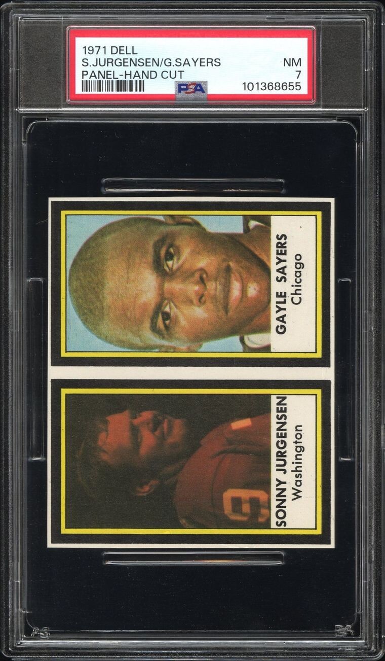 1971 Gale Sayers Sonny Jurgensen PSA 7 POP 1/1 Rare DELL Vintage NFL Panel Card view 3