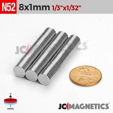8mm x 1mm 5/16"x1/32 N52 Super Strong Disc Rare Earth Neodymium Magnets 8x1mm