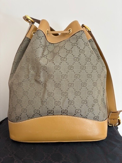 Vintage Authentic GUCCI GG Canvas Leather Logo Ta… - image 2