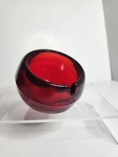 Viking Glass MCM Ashtray Ruby Red Ball Orb 1960s 1970s Psychedelic Era Hippie