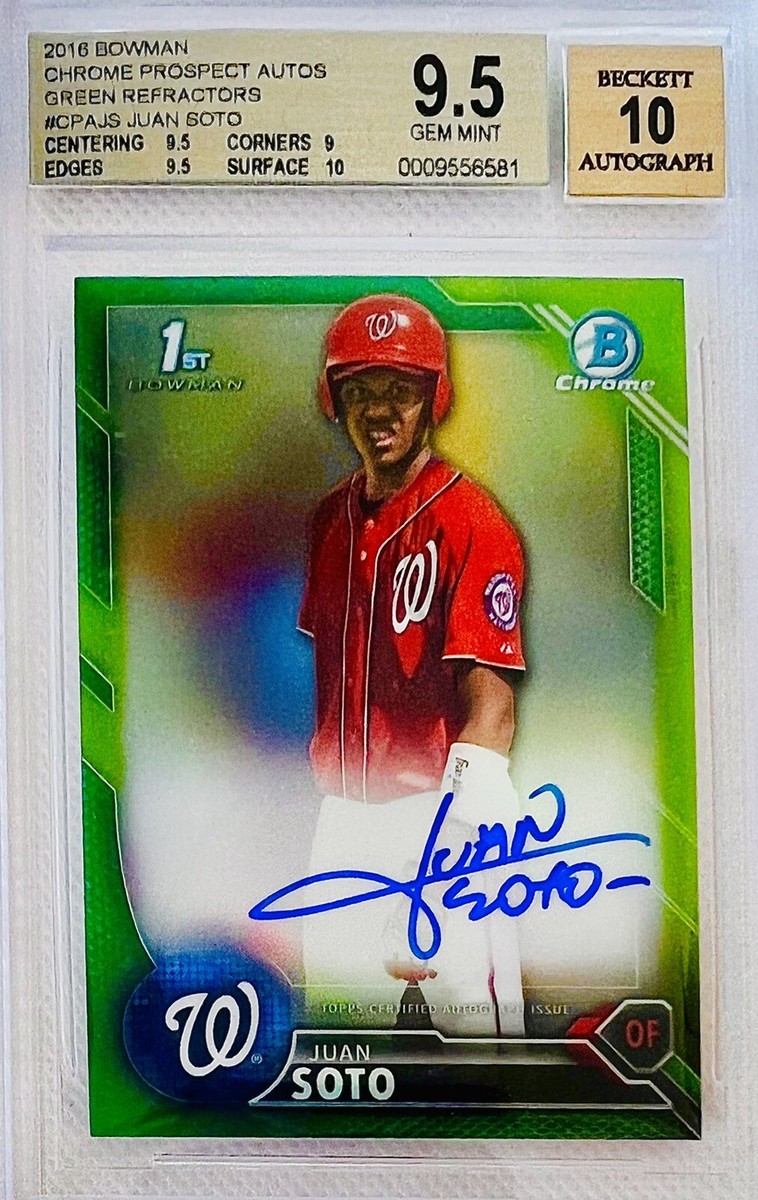 2016 Bowman Chrome Juan Soto 1st Bowman Auto Green Ref. #/99 BGS