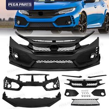 For 2016-2021 Honda Civic Type R Style Front Bumper Cover Kit With Grille Lip