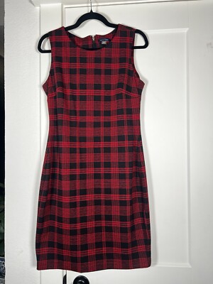 Tommy Hilfiger Womens Red Black Checkerd Sleeveless Sheath Dress Size 8 |  eBay