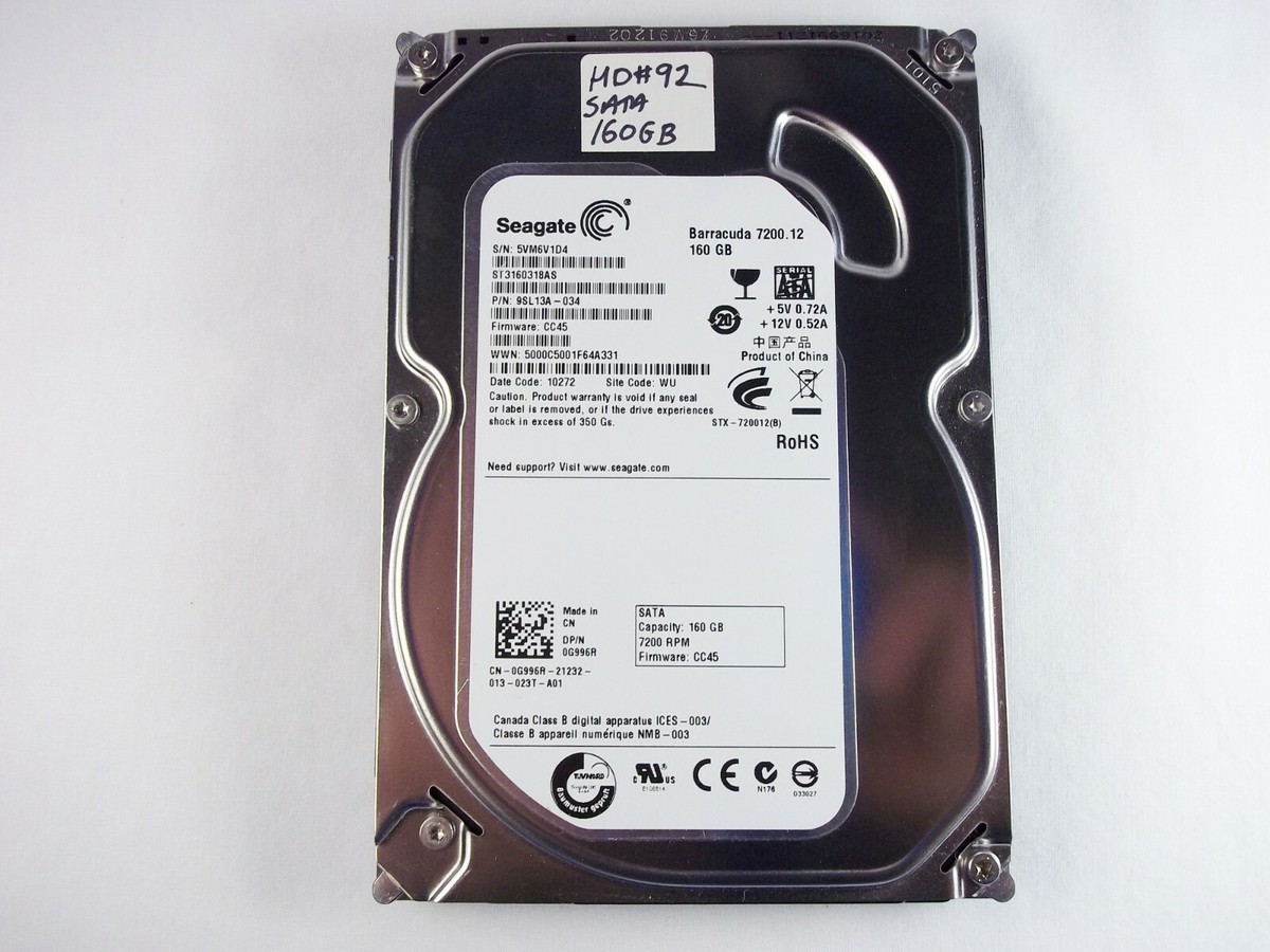 Seagate 7200.12 160GB HDD 3.5インチ Lot of 2 Seagate Barracuda 7200.12, 160GB, 3.5