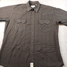 Panhandle Slim Men's Western Black Pearl Snap Shirt Large Sawtooth Pocket Texas