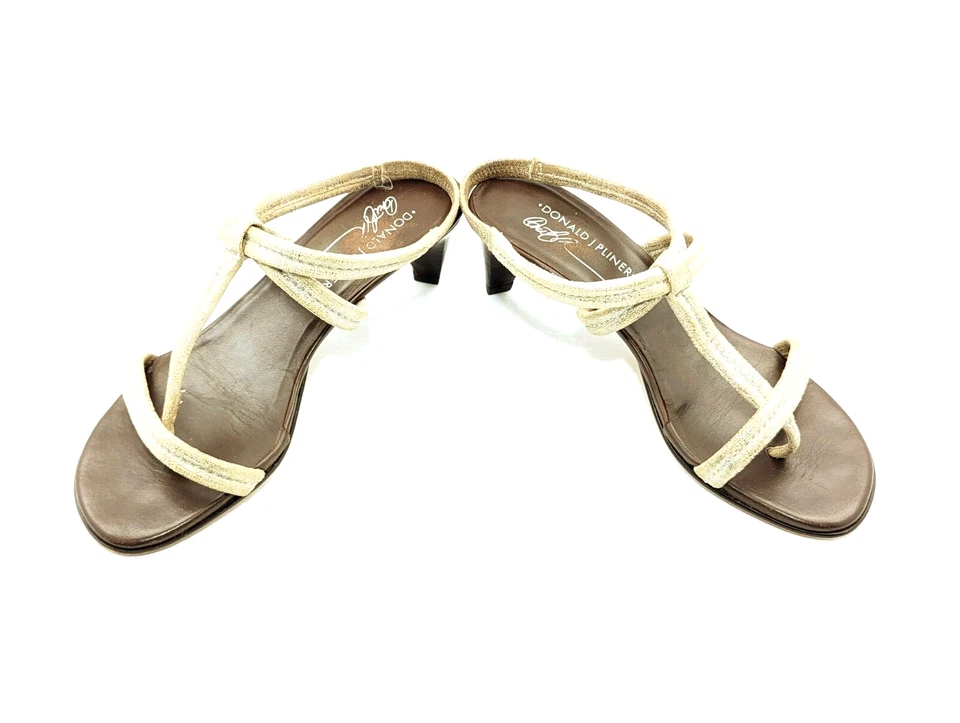 Donald J Pliner Womens Brown Beige Slingback Sandals Size 6 M Medium Leather - Image 3 of 4