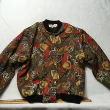 Vintage pak loi paragon Jacket Women XL 1980s 90s Full Zip leaves Graphic Print