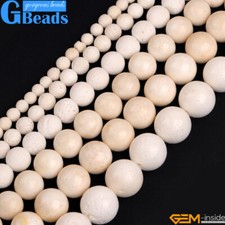White Natural Coral Gemstone Round Spacer Beads For Jewelry Making 15" Shell